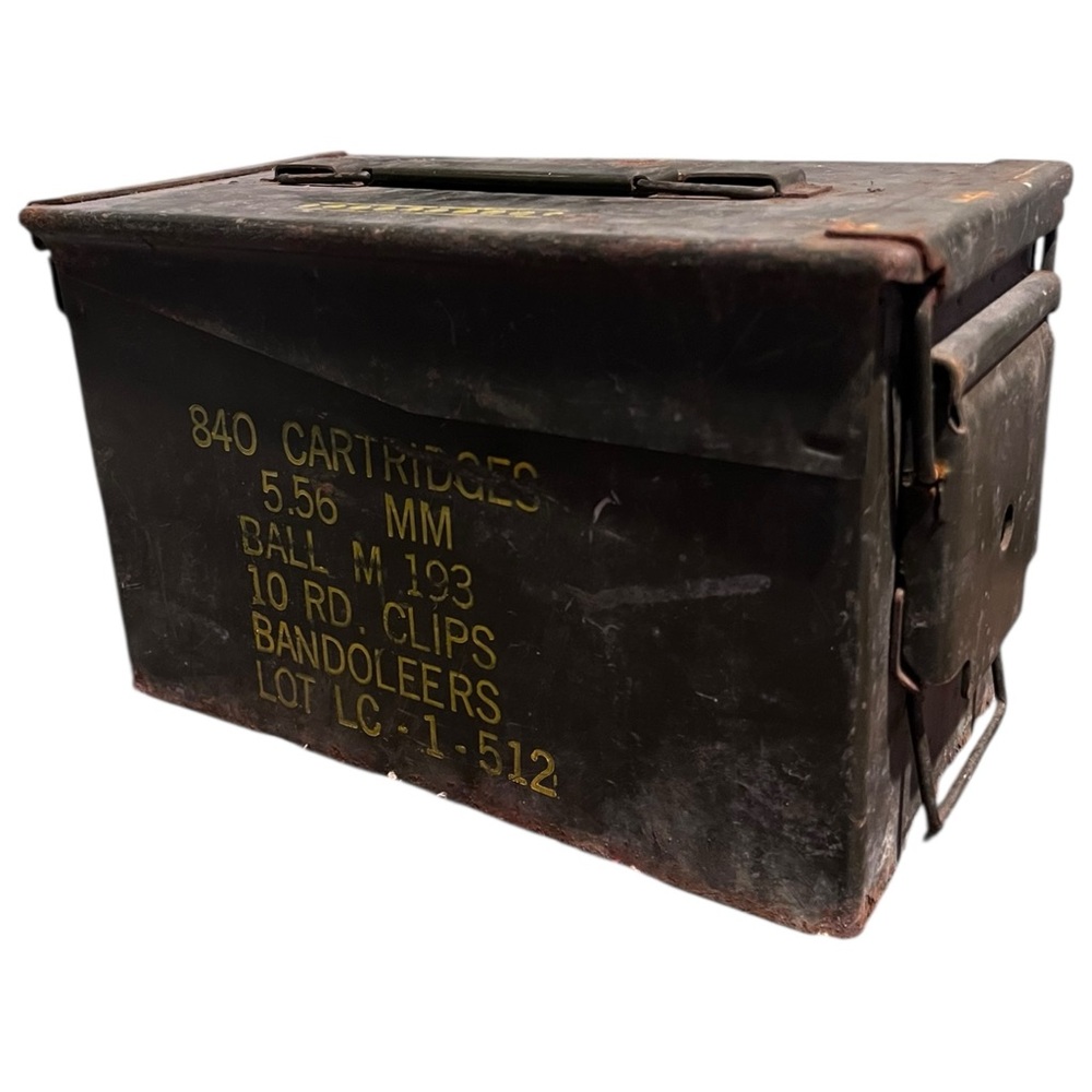 Vtg US Military Metal Ammo Can Box 840 Cartridges 5.56MM Ball M193 (Empty)